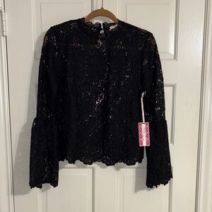 Ultra Pink Elegant Black Lace Top